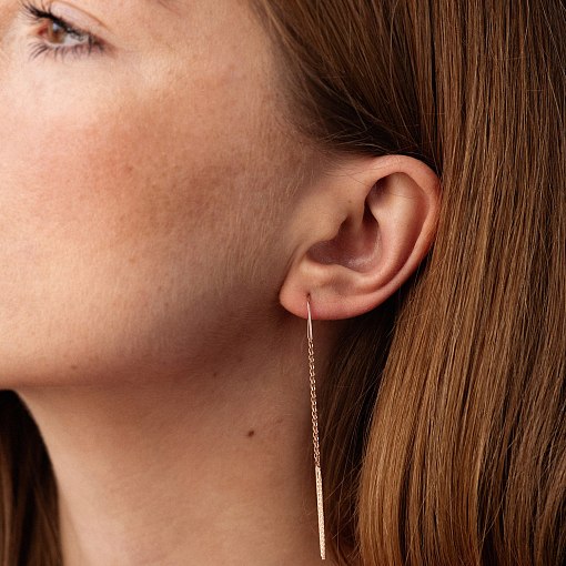 Серьги - протяжки в красном золоте с06700 7