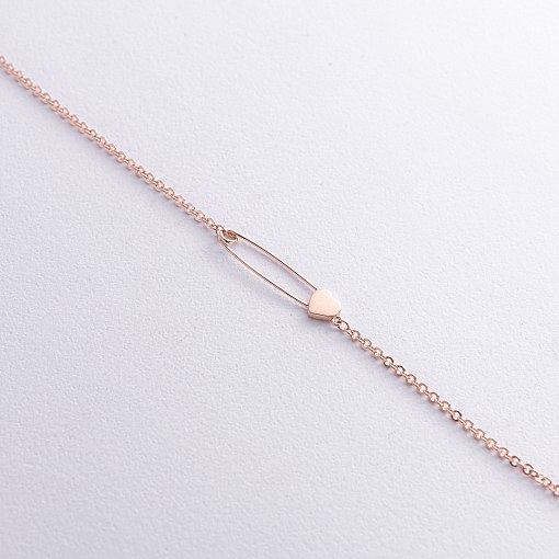 Браслет "Булавка с сердечком" в красном золоте б05447 5