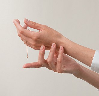 Кольцо "Жемчужина на цепочке" в красном золоте к08345 №4