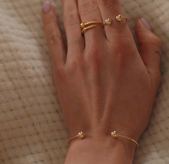 Жесткий браслет "Шарики" (желтое золото) б05475 №15