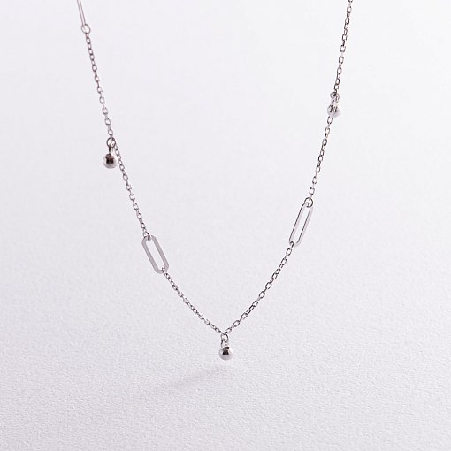 Кольє з кульками в білому золоті кол02385