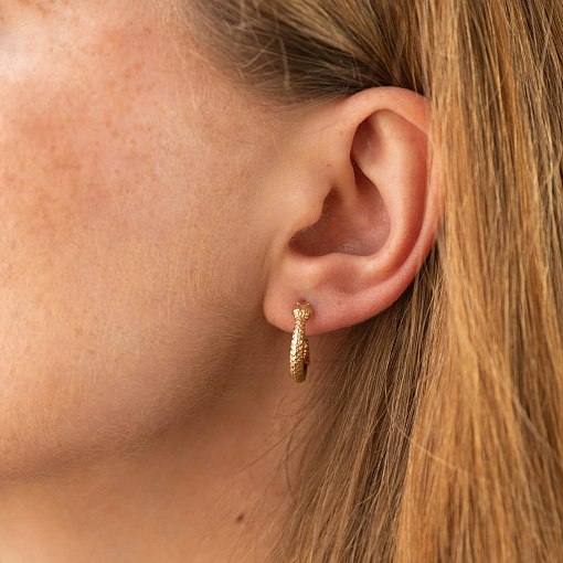 Серьги - пусеты "Гремучие змеи" в желтом золоте с09078 2