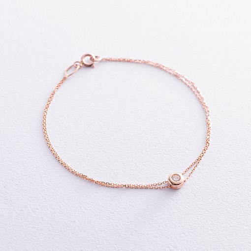 Двойной золотой браслет с фианитом б04140