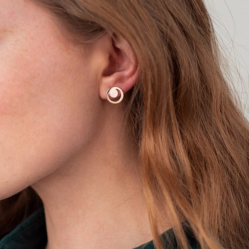 Серьги - пусеты "Искренность" в красном золоте с06974 6