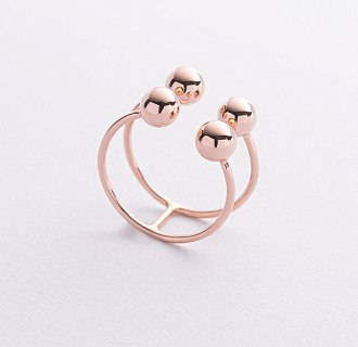 Двойное кольцо "Шарики" в красном золоте к08261