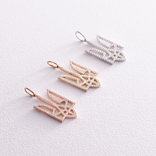 Кулон "Герб Украины - Тризуб" с бриллиантами (желтое золото) 129893121 3