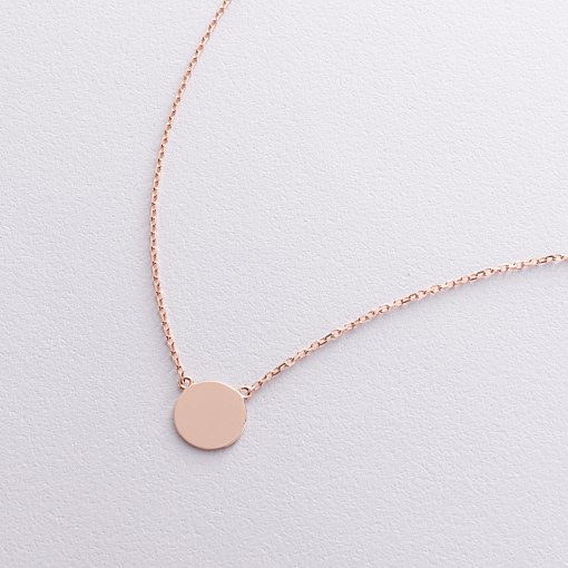 Колье "Монетка" в красном золоте (возможна гравировка) кол02043