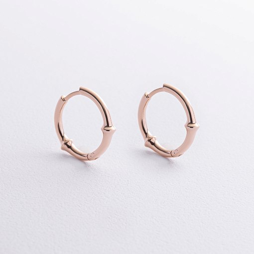 Серьги - кольца "Bamboo" в красном золоте с09141