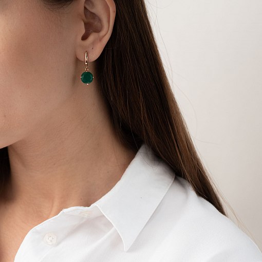 Золотые серьги "Влечение" с ониксом с05294 2