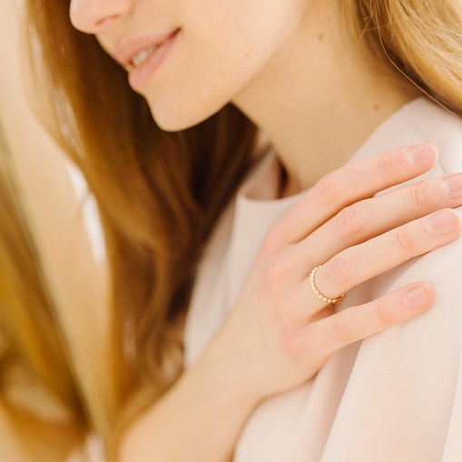 Кольцо "Шарики" в красном золоте к06601 3