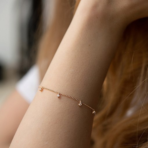 Браслет в красном золоте (фианиты) б04186 4