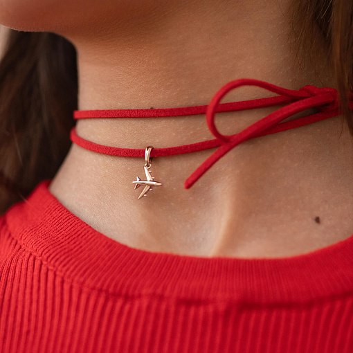 Кулон "Самолетик" в красном золоте п03776 5