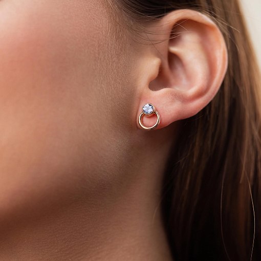 Серьги - пусеты "Эйприл" с топазами (красное золото) с08230 5