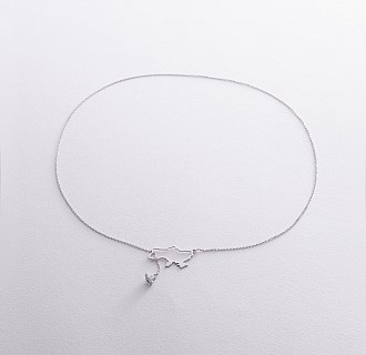 Золотое колье - галстук "Карта Украины" (куб. цирконий Swarovski в форме сердца) ?4050б №6