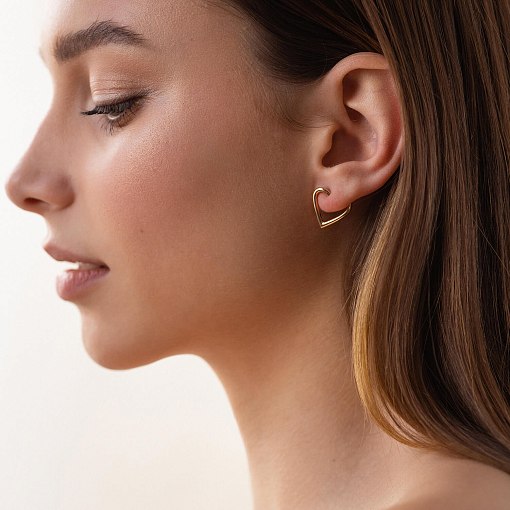 Серьги - пусеты "Сердечки" в красном золоте с08090 3