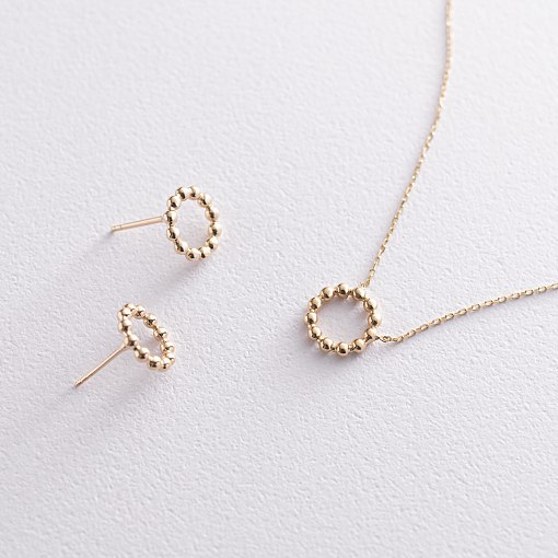 Серьги-пусеты "Гармония" в желтом золоте с06898 8