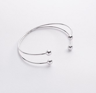 Жесткий браслет "Шарики" (белое золото) б05580 №3