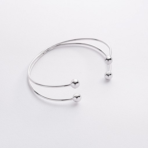 Жесткий браслет "Шарики" (белое золото) б05580 3