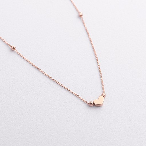 Браслет "Сердечко" в красном золоте (на ногу) б05347 2