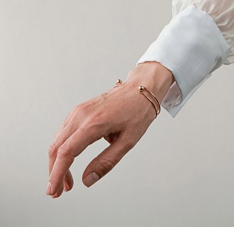 Жесткий браслет "Marlene" с шариками (желтое золото) б05603 №2