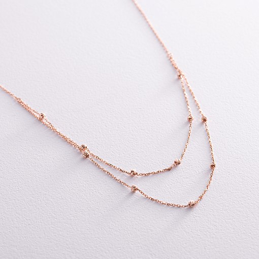 Двойное колье "Шарики" в красном золоте кол02346 3