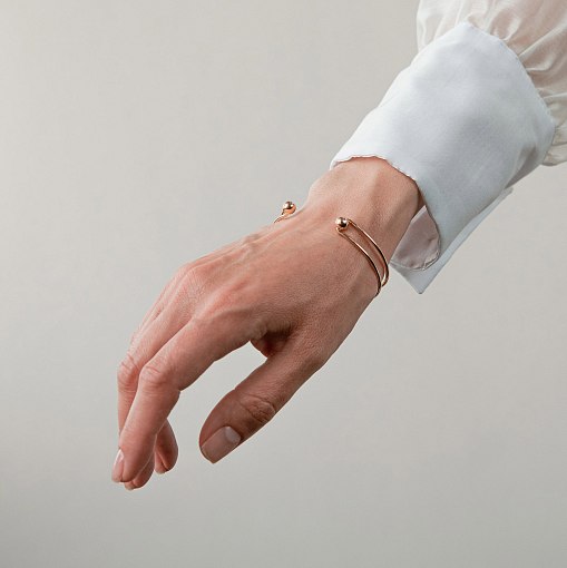 Жесткий браслет "Marlene" с шариками (желтое золото) б05603 2