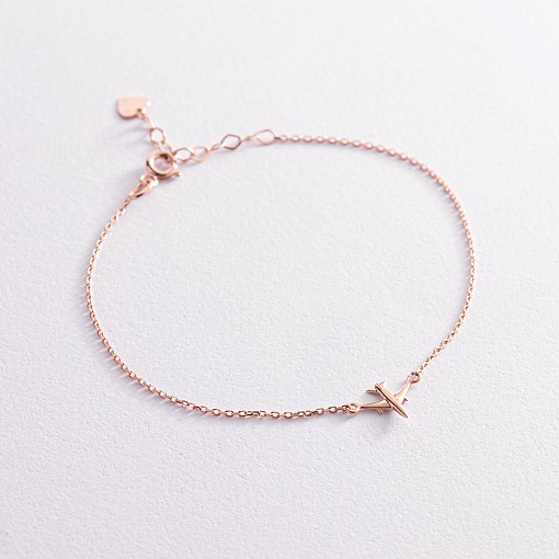 Браслет "Самолетик" в красном золоте б04143