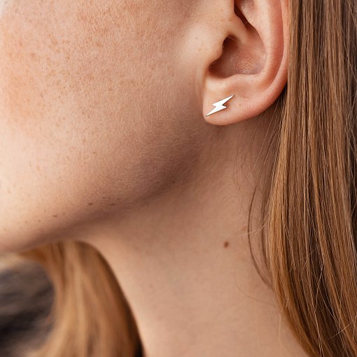 Серьги - пусеты "Молнии" в белом золоте с07942 4