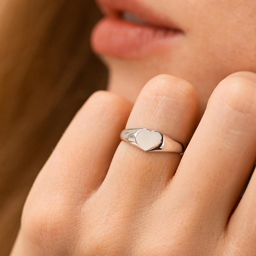 Кольцо "Сердечко" в белом золоте к08169 2