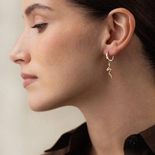 Серьги - кольца "Змеи" в желтом золоте с08022 3