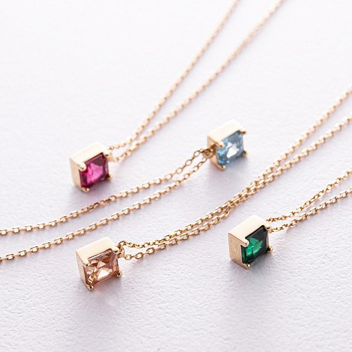 Золотое колье "Альма" (оранжевый фианит) кол02366 5