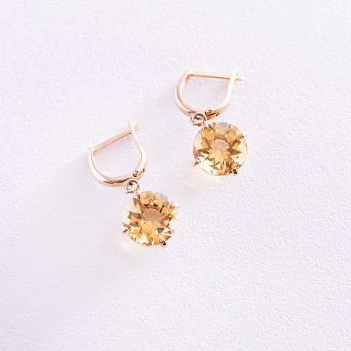 Золотые серьги "Влечение" с цитрином с05297 5