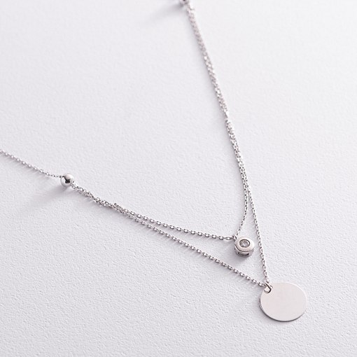 Подвійне золоте кольє з монеткою і фіанітом кол01588 4