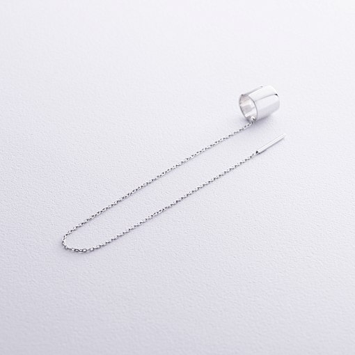 Серьга - каффа с цепочкой (белое золото) с08730 2