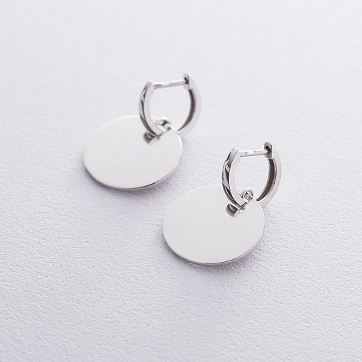 Серьги Большие монетки в белом золоте с06508 2