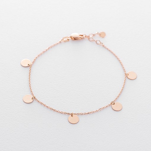 Браслет с монетами в красном золоте б04144