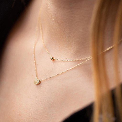 Двойное золотое колье "Шар и сердечко" кол02280 4