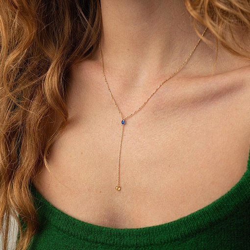 Колье - галстук "Кольори свободи" в желтом золоте (фианиты) кол02339 2