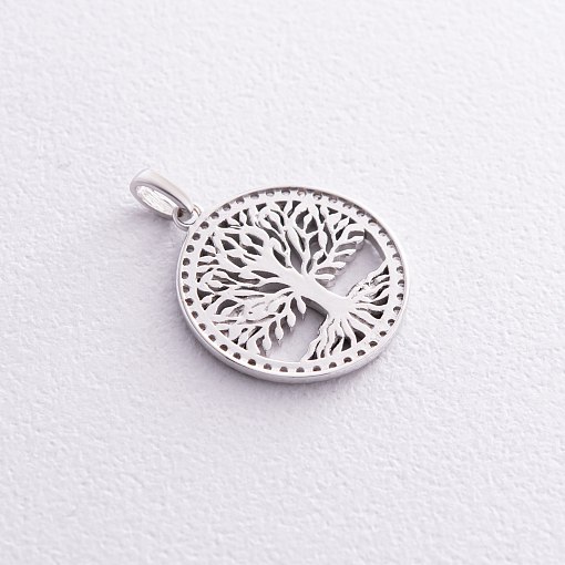 Кулон "Древо жизни" с фианитами (белое золото) п03818 3