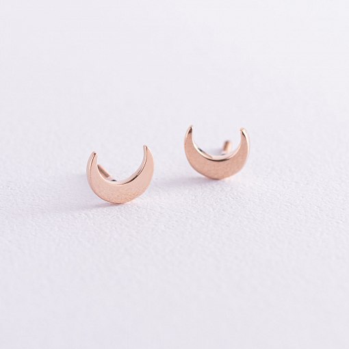 Серьги - пусеты "Луна" в красном золоте с06963 6