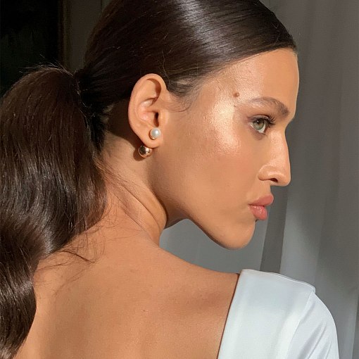 Золотые серьги "Шарики" с жемчугом с03441 5