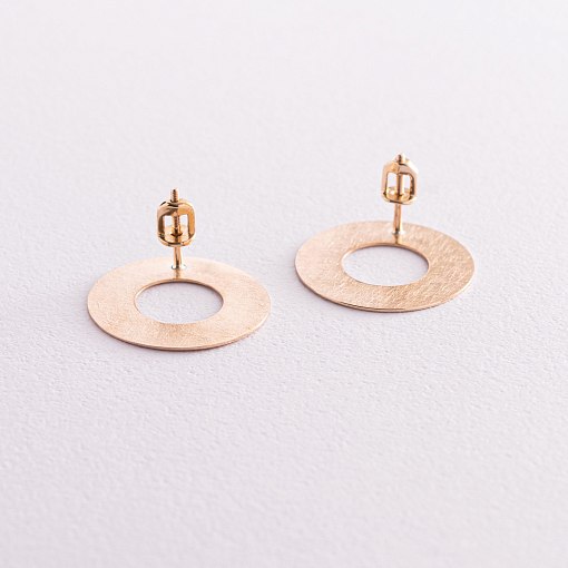 Золотые серьги - пусеты "Зеркальные" (2.1 см) с07697 3