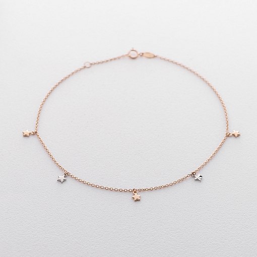 Золотой браслет Звездопад на ногу б03684