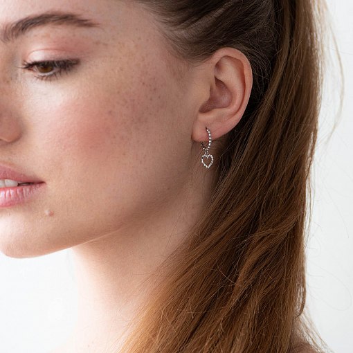 Серьги "Сердечки" в белом золоте с05940 4