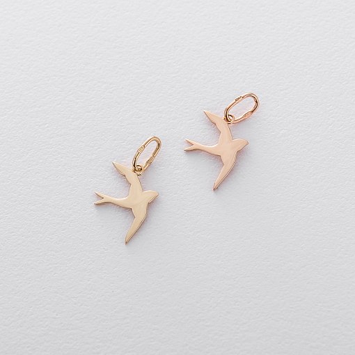 Кулон Ласточка в красном золоте п03291 3