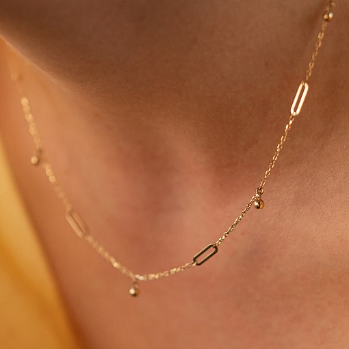 Кольє з кульками в жовтому золоті кол02384 5