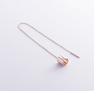 Серьга - каффа с цепочкой (красное золото) с08740 №2