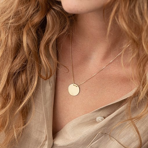 Колье "Монетка" в желтом золоте (возможна гравировка) кол02281 6