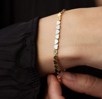 Браслет "Сердечки" в желтом золоте б05783 №6