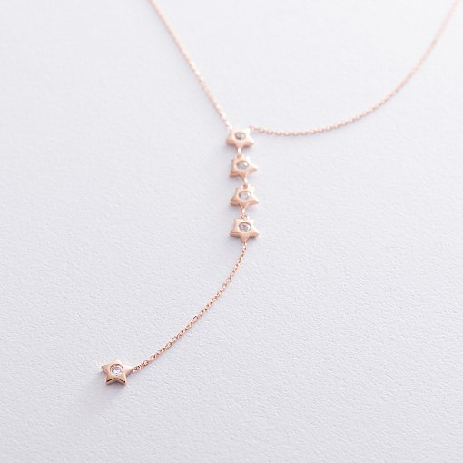 Золотое колье "Звездочки" с фианитами кол01496 4